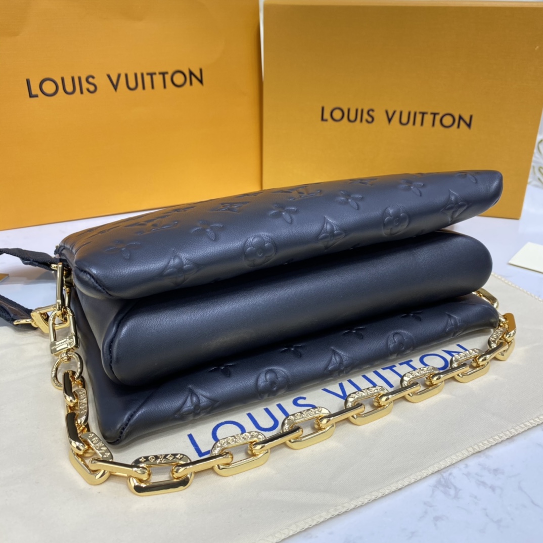 Louis Vuitton COUSSIN PM Handbag Monogram Embossed M57790 Black